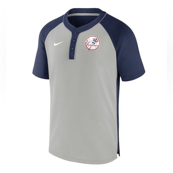 NIKE Men's New York Yankees Navy Silver Plate Performance Henley Raglan NWT XL - Picture 1 of 6